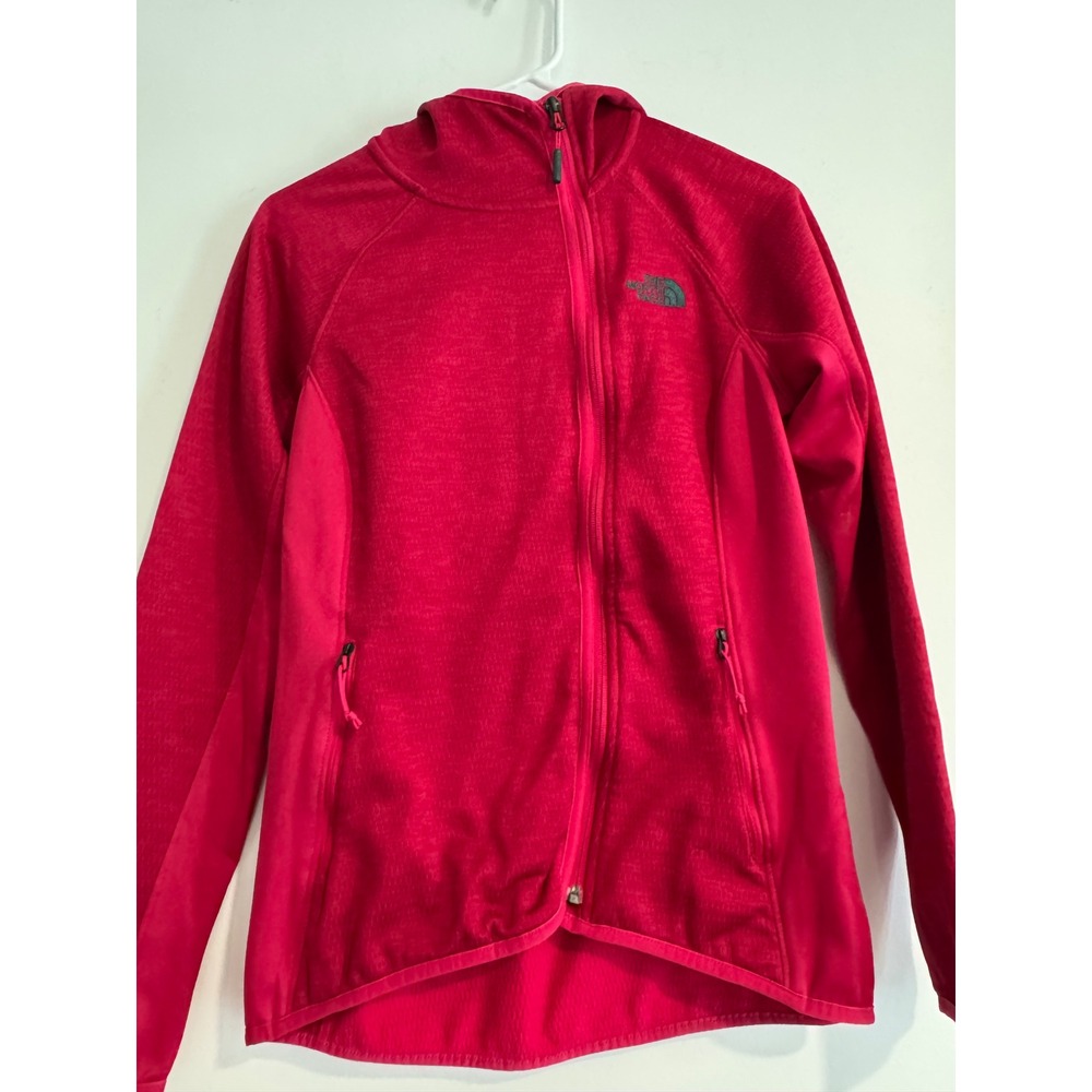 The North Face Grid Fleece Full Zip Hoodie Womens Small pink Textured Jacket